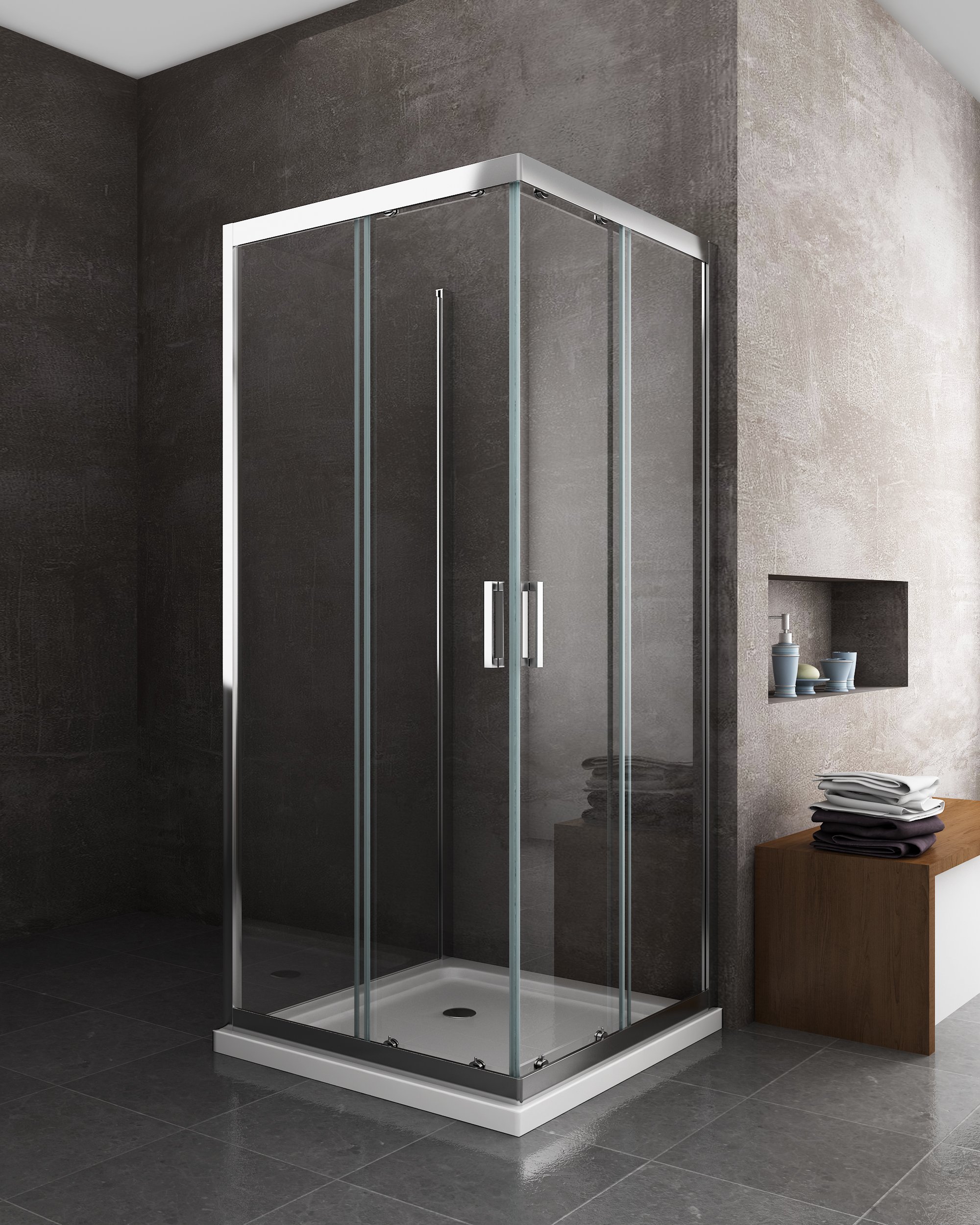 LATO BOX DOCCIA LUX 70-80 VETRO TRASPARENTE 4MM